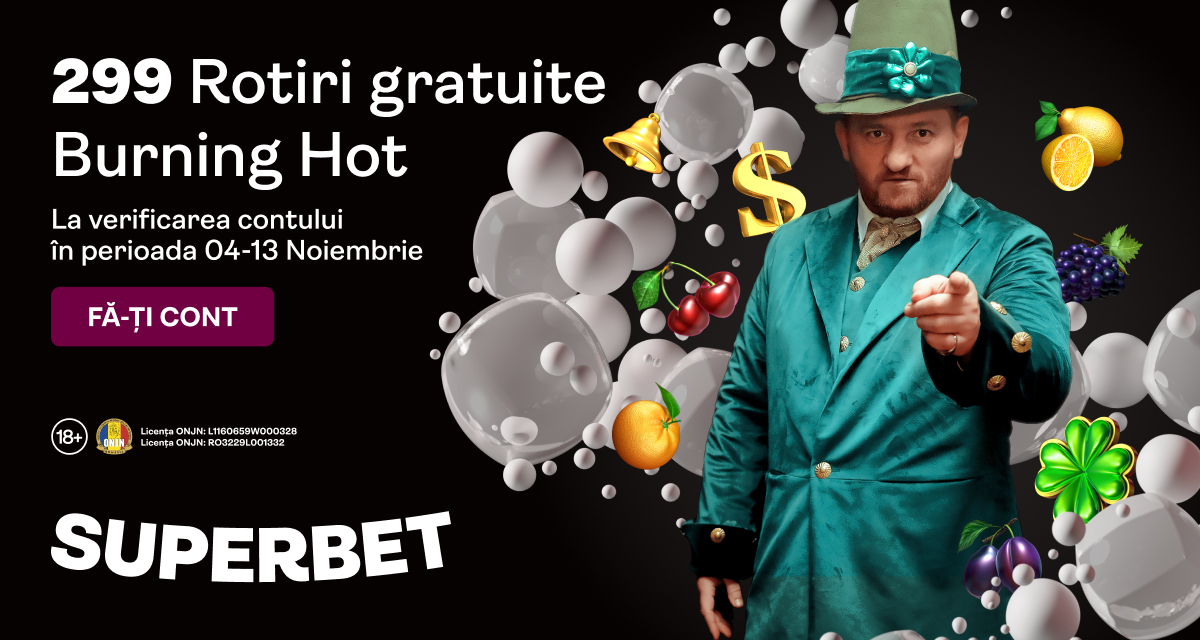 Superbet Casino – promo exclusiv cu 299 Rotiri Gratuite